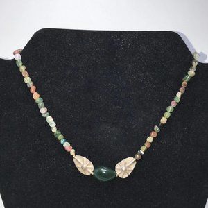 16" Agate and Silver Beaded Necklace